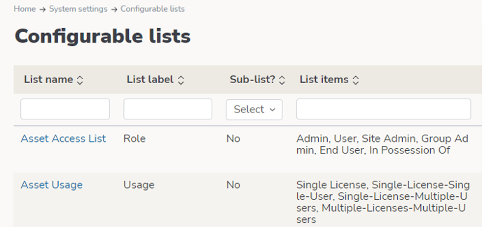 Ostendio _ Configurable Lists